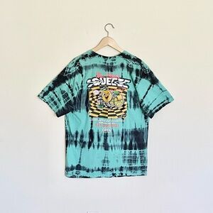 Open 925 Main Squeeze Cartoon Orange Graphic Teal Tie Dye T Shirt Adult Large